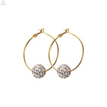 Boucles d&#39;oreilles en acier inoxydable de goutte de perle de mode de femmes, bijoux de gland Boucle d&#39;oreille de cerceau en acier inoxydable de cristal